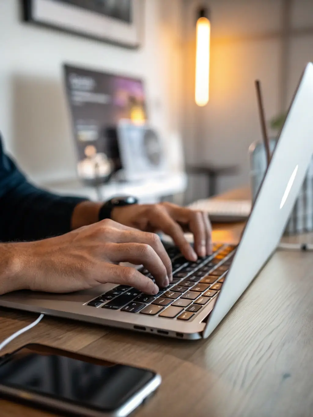 A close-up shot of hands typing on a laptop, highlighting the importance of digital literacy and productivity tools in the modern workplace.