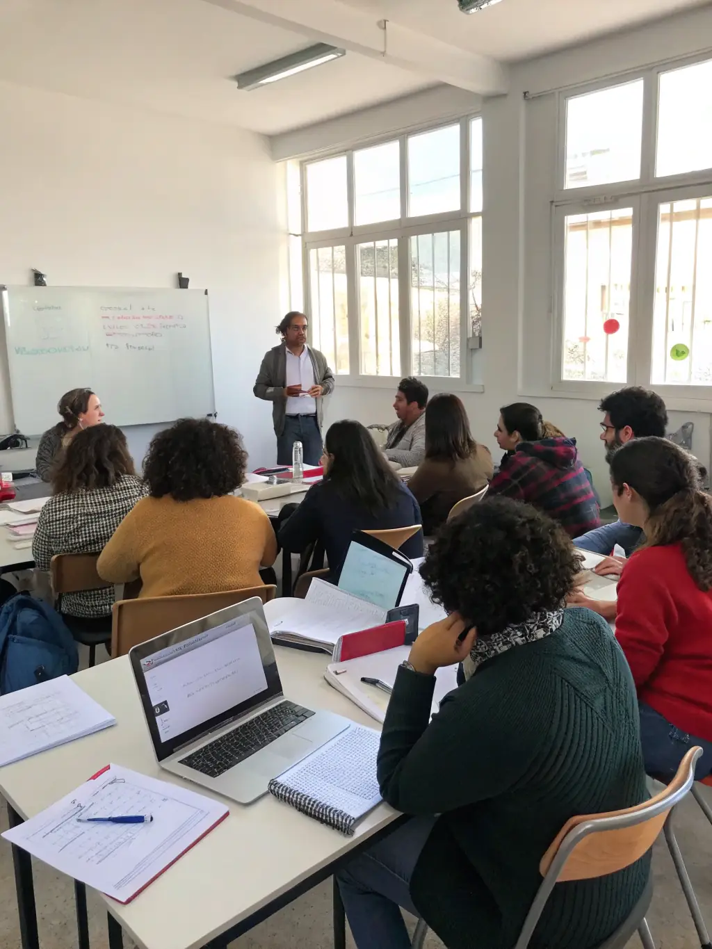 A diverse group of Indian professionals participating in a workshop focused on strategic thinking, with a facilitator guiding them through problem-solving exercises.