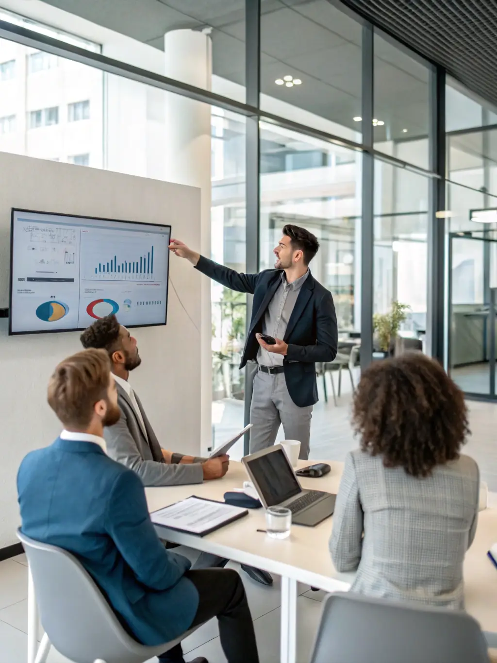 An Indian entrepreneur pitching a business idea to investors, showcasing confidence and persuasive communication skills.